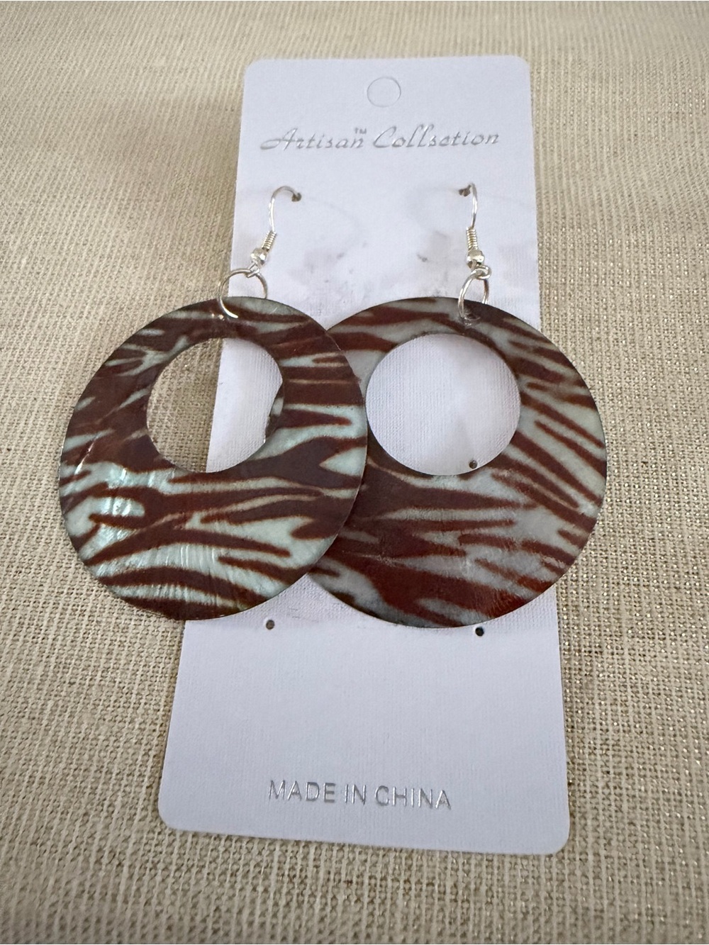 Artisan Collection Brown Zebra Hoop Earrings